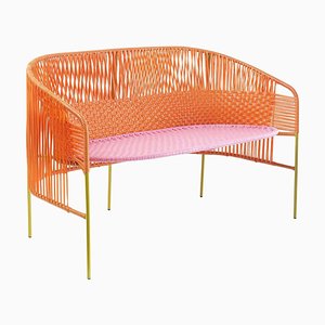 Orange Caribe 2 Seater Bench by Sebastian Herkner