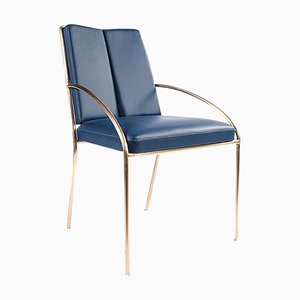 Chaise en Laiton Bleu par Atelier Thomas Formont