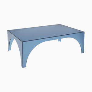 Mesa de centro rectangular de vidrio satinado en azul de Sebastian Scherer