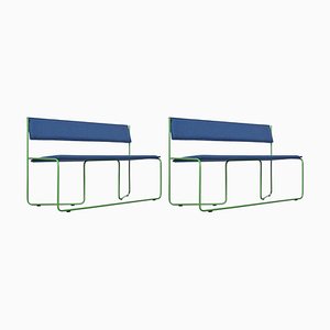 Trampoline Benches in Blue by Pepe Albargues, Set of 2