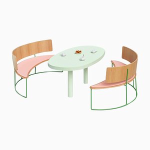 Set of Boomerang Benches in Pink by Pepe Albargues