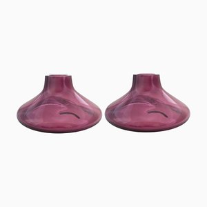 Vase L + Bol Makemake Violet Irisé par Eloa, Set de 2