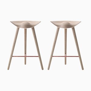 Oak and Copper Counter Stools by Lassen, Set of 2