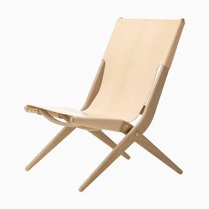Natural Oak and Natural Leather Saxe Chair by Lassen