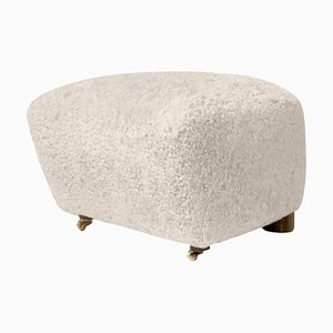 Moonlight Smoked Oak Sheepskin the Tired Man Footstool by Lassen