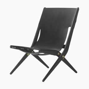 Black Leather Saxe Chair by Lassen