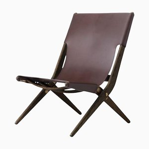 Brown Leather Saxe Chair by Lassen