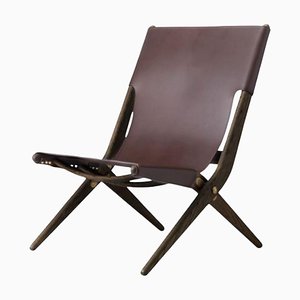 Chaise Saxe en Cuir Marron par Lassen