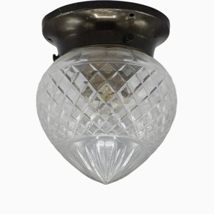 Art Nouveau Ceiling Lamp in Cut Cristal Glass, 1910s