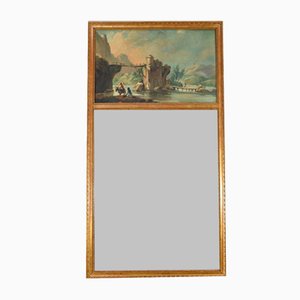 Espejo Trumeau estilo Luis XVI de madera dorada, de finales del siglo XIX