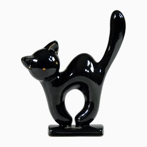 Belgische Art Deco Katzenfigur aus Keramik, 1930er