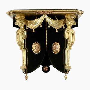 Wall Console in Upholstered Wood and Bronze, 19th Century