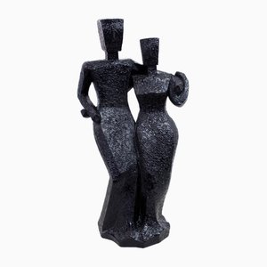 Figurine Couple Moderniste en Résine, 2000s
