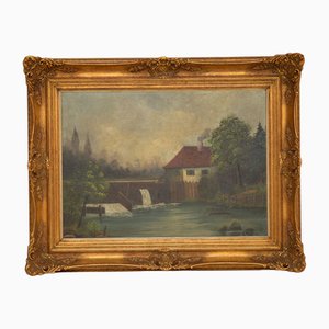 Artiste Allemand, Paysage, 1880, Huile sur Toile, Encadrée