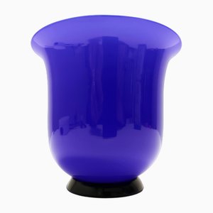 Vase Vintage en Verre Opalin Bleu Royal par Paolo Venini, 1990s