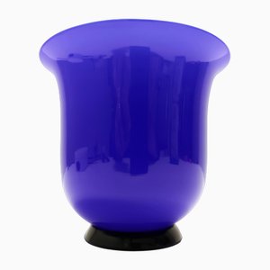 Vaso vintage in vetro opalino blu di Paolo Venini, anni '90