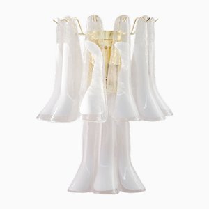 Lampada da parete Petal in vetro di Murano con decoro bianco, Italia, anni '90