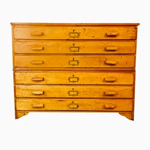 Oak 6-Drawer Two-Tier Architects Plan Chest, 1920s