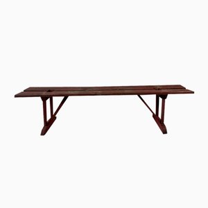 Earls 20th Century Rustic Swedish Wood Bench with Patinated Red