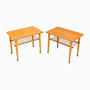 Swedish Occasional Tables on Wheels, 1970s, Set of 2