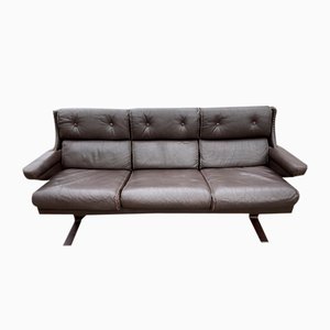 Mid-Century Swedish 3-Seater Leather Sofa by Arne Norell, 1970s