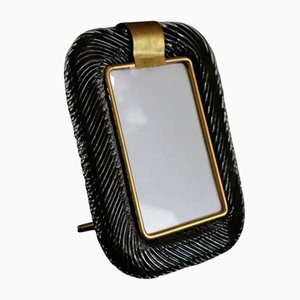 Black Twisted Murano Glass and Brass Photo Frame from Barovier & Toso, 2000s