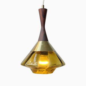 Diablo Ceiling Lamp in Green Optical Glass from Orrefors, Sweden, 1960s