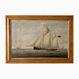 Sailboat, 19th Century, Oil on Canvas, Framed