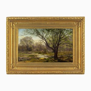 Christian Zacho, Printemps, Forêt de Fontainebleau, Mare aux Fées, Années 1800, Peinture à l'Huile