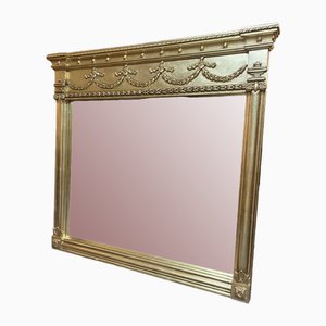 Espejo de sobremanto Regency grande de madera dorada