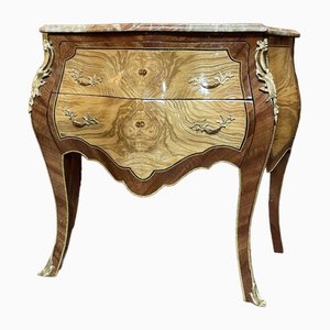 Marble Top Walnut Inlay Chest of Drawers