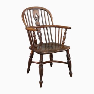 Antiker englischer Windsor Sessel mit niedriger Rückenlehne, 18. Jahrhundert