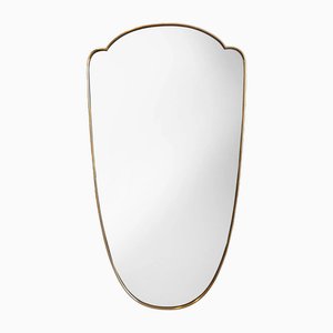 Wall Mirror with Brass Frame, Italy, 1960s