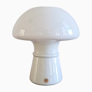 Weiße Mushroom Tischlampe aus Glas für Odreco Belysning, Dänemark, 1980er
