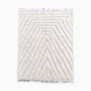 Mid-Century Scandinavian White Handmade Area Wool Rug