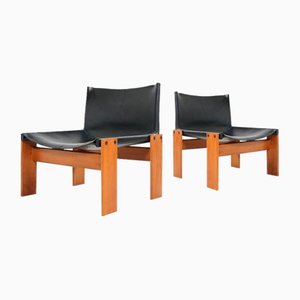 Monk Lounge Chairs by Afra and Tobia Scarpa for Molteni, Italy, 1970s, Set of 2