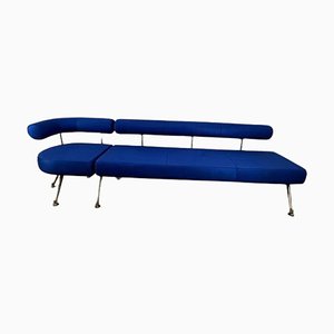 Vintage Italian Divan with Chrome Structure and Upholstered in Electric Blue Essay