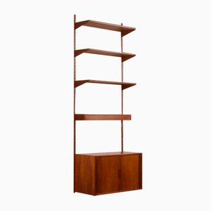Rosewood Shelving Unit by Kai Kristiansen for Fm Mobler with Tambour Doors Cabinet and Lamp Shelf, Denmark, 1960s
