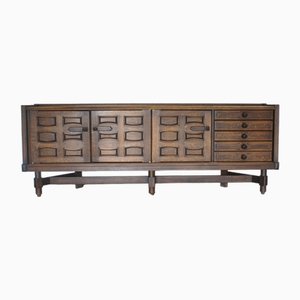 Credenza brutalista Mid-Century attribuita a Guillerme Et Chambron