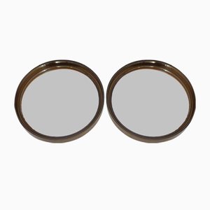 Round Wall Mirrors with Smoked Plastic Frames, 1970s, Set of 2