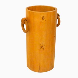 Wooden Umbrella Stand with Large Rings Handles, 1980s