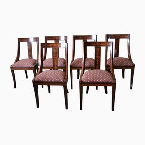 Dining Room Chairs with Lombard Neoclassical Inlays, 1990s, Set of 6