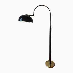 Extendable Floor Lamp in Bronze Base and Black Metal, Italy, 1950s