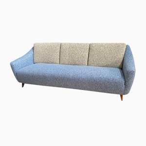 3-Sitzer Sofa aus Blauem & Grauem Wollstoff, 1960er