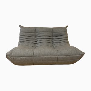 Canapé 2 Places Togo Gris en Microfibre par Michel Ducaroy pour Ligne Roset