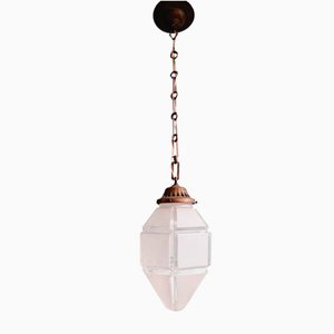 Art Deco Suspension in Faceted Satin Glass, 1930s