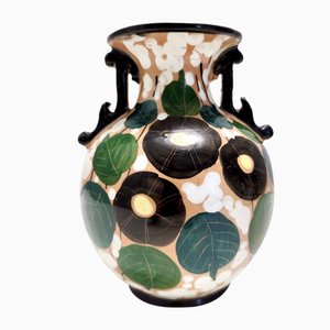 Handgefertigte und handbemalte Vintage Liberty Steingut Vase von Albisola, Italien, 1920er