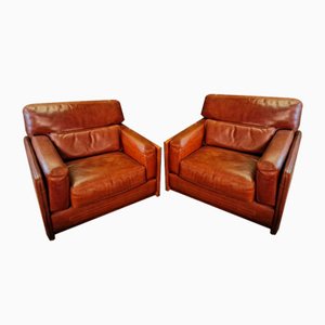 Vintage Leather Armchairs from Roche Bobois, 1980s, Set of 2