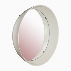 Cylindrical Mirror with White Plastic Frame, 1970s
