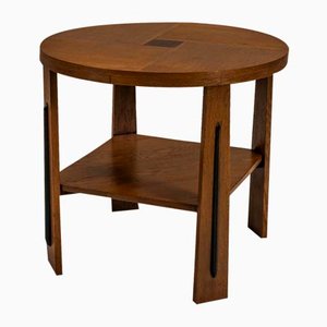 Amsterdam School Side Table in Oak with Ebony Accent, the Netherlands, 1930s